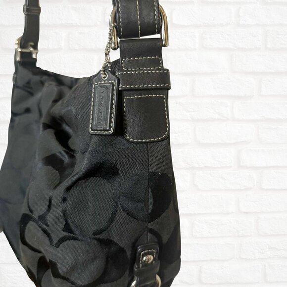 Coach Signature Black Jacquard Hobo Shoulder Bag F1276-F15067 Classic Monogram - Picture 4 of 9